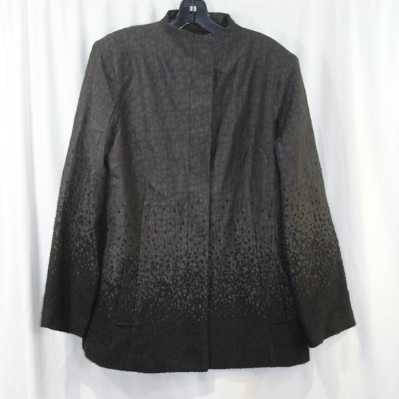 Kelly by Clinton Kelly Grey Black Button Front Textured Jacket - Picture 1 of 6